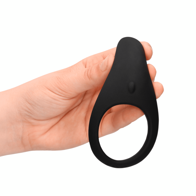 LoveLine Teardrop Vibrating Cock Ring (Liquorice Black)